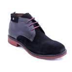 Suede Two-Tone Boots // Black + Red (Euro: 43)