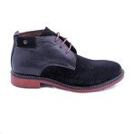 Suede Two-Tone Boots // Black + Red (Euro: 38)