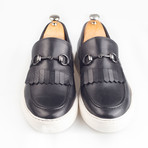 Horsebit Leather Tassle Slip-On Sneakers // Black (Euro: 44)