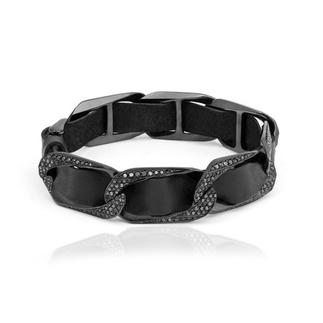 Black Diamond Leather Bracelet // Black Gold