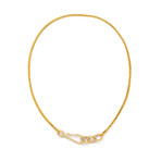White Diamond Connected Necklace // Yellow Gold