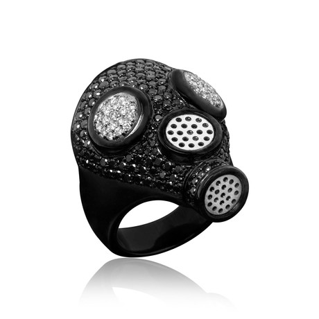 Black Diamond Gas Mask Ring // Black Gold (9)