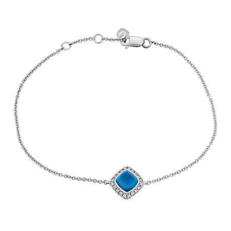 Fred of Paris Paindesucre 18k White Gold Diamond + London Blue Topaz Bracelet