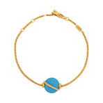 Fred of Paris Baie Des Anges 18k Yellow Gold Diamond + Turquoise Bracelet