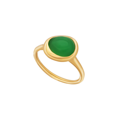 Fred of Paris Belle Rives 18k Yellow Gold Chrysoprase Ring // Ring Size: 6.75