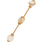 Fred of Paris Baie Des Anges 18k Yellow Gold Diamond + Freshwater Pearl Bracelet II