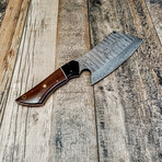 Damascus Chef Cleaver // Two-Tone Micarta Handle