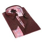 Solid Color Button-Up Long Sleeve Shirt // Bordo (L)