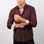 Solid Color Button-Up Long Sleeve Shirt // Bordo (S)