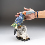 Hand Carved Bird from Stone on Quartz Matrix