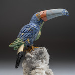 Hand Carved Bird from Stone on Quartz Matrix