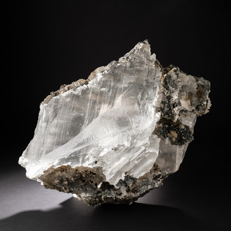 Gypsum Var Selenite Crystal + Quartz Matrix
