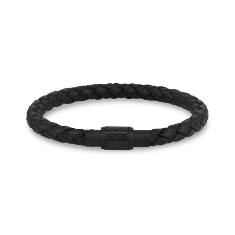 Leather + Carbon Fiber Bracelet // 6mm // Black (7.5"L)