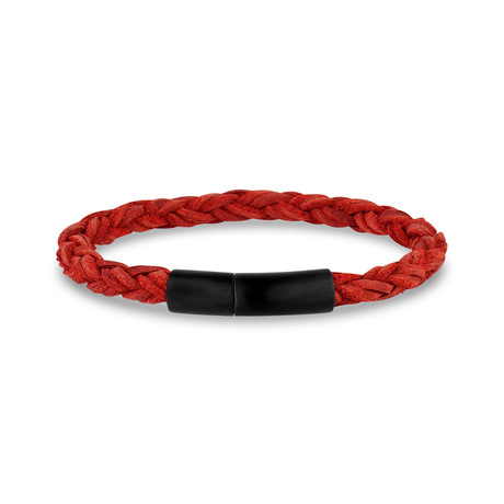 Velvet Leather Bracelet // 6mm // Red (7.5"L)