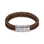 Double Row Leather Bracelet // Brown