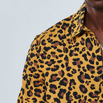 Animal Print Long Sleeve Shirt // Yellow + Multi (M)