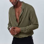 Classic Button Down Shirt // Olive Green (M)