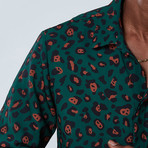 Animal Button Down Shirt // Green (S)