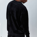 Leopard Velvet Sweatshirt // Black (L)