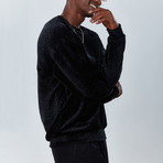 Leopard Velvet Sweatshirt // Black (L)