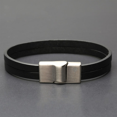 Huerta Leather Bracelet // Black (Small - 6.5")