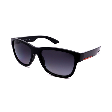 Prada Sport // Men's PS03QS-1AB5W1 Square Polarized Sunglasses // Shiny Black + Gray