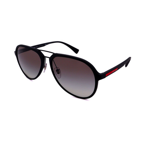 Men's PS05RS-DG00A7 Pilot Sunglasses // Rubber Black + Brown Gradient