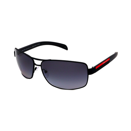 Men's PS54IS-DG05W1 Rectangular Polarized Sunglasses // Matte Black + Gray
