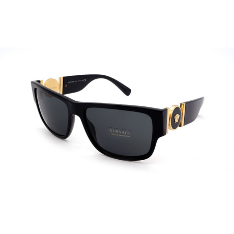 Versace // Men's VE4369-GB187 Logo Sunglasses // Black + Gray + Gold