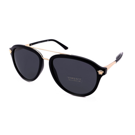 Versace // Men's VE4341-GB187 Pilot Sunglasses // Black + Gold + Gray