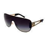 Versace // Men's VE2166-12528G Shield Medusa Logo Sunglasses // Gold + Gray