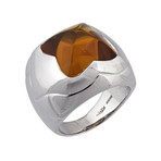 Bulgari 18k White Gold Citrine Pyramid Ring // Ring Size: 7 // Pre-Owned