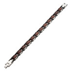 Stainless Steel + Sandal Wood Link Bracelet // Silver + Brown