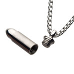 Stainless Steel Stash Bullet Pendant + Box Chain // Silver