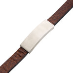 Leather + Stainless Steel ID Bracelet // Brown