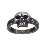 Antiqued Stainless Steel Skull Ring // Gunmetal (Ring Size: 9)