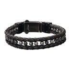 Braided Leather + Howlite Bead Bracelet // Gray