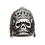 Oxidized Stainless Steel Chief Skull Ring // Antique Gunmetal (Size 9)