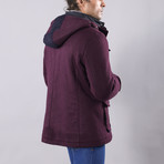 Slim-Fit Hooded Felt Coat // Purple (Euro: 50)