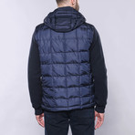 Hooded Slim-Fit Quilted Coat // Navy (Euro: 56)