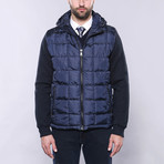 Hooded Slim-Fit Quilted Coat // Navy (Euro: 52)