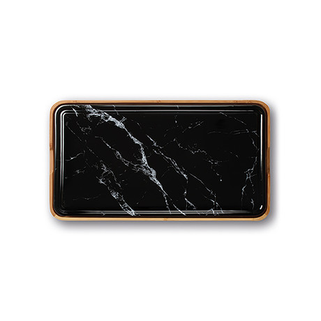 Modulo // Cold Dinner Tray + Bamboo Tray Holder // Black Marble
