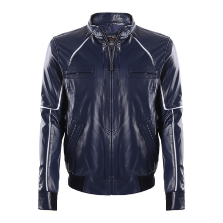 Tempe Leather Jacket // Dark Blue (S)