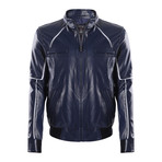 Tempe Leather Jacket // Dark Blue (XS)