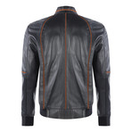 Elden Leather Jacket // Navy (XS)