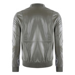 Peak Leather Jacket // Olive (L)