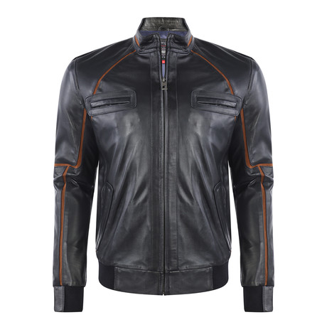 Elden Leather Jacket // Navy (S)
