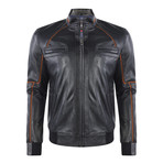 Elden Leather Jacket // Navy (XS)