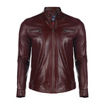 Stuart Leather Jacket // Damson (2XL)