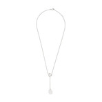 Chanel 18k White Gold Camelia Agate + Diamond Necklace // Pre-Owned